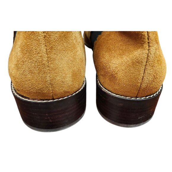 See By Chloe Tan Suede Ankle Boots Women’s Size 41 US 10 Scalloped Trim - Picture 9 of 12